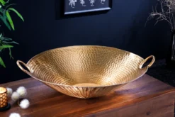 Handgearbeitete Deko Schale ORIENT 55cm gold Metall Hammerschlag Design