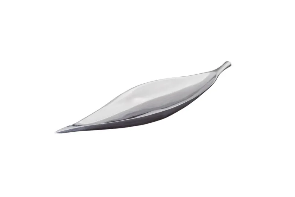 Handgearbeitete Deko Schale SILVER LEAF 40cm silber Aluminium