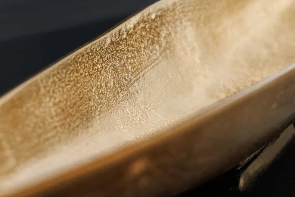 Handgearbeitete Deko Schale GOLD LEAF 80cm antik gold Aluminium