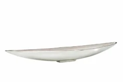 Handgearbeitete Deko Schale SILVER LEAF 80cm silber Aluminium