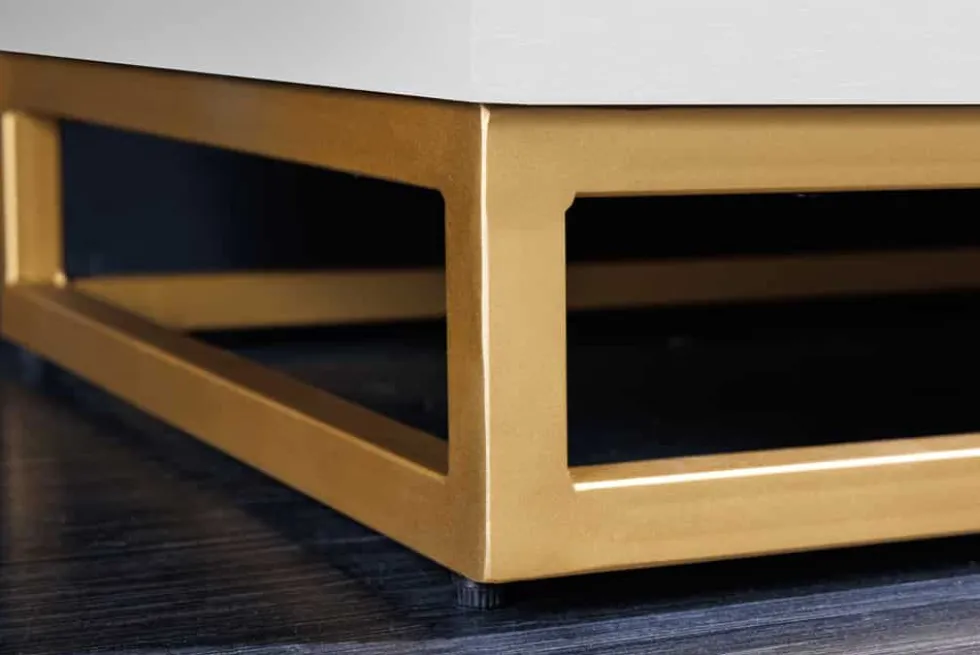 Handgearbeiteter Barschrank GOLDEN SUNSET 140cm weiß gold Mangoholz massiv