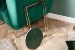 Handgearbeiteter Beistelltisch NOBLE I 35cm grün Marmor abnehmbare Tischplatte rund