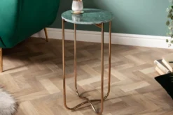 Handgearbeiteter Beistelltisch NOBLE I 35cm grün Marmor abnehmbare Tischplatte rund