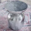 Handgearbeiteter Beistelltisch ORIENT 50cm silber Metall Hammerschlag Design rund