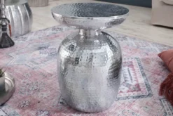 Handgearbeiteter Beistelltisch ORIENT 50cm silber Metall Hammerschlag Design rund