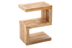 Handgearbeiteter Beistelltisch S 60cm Mango Massivholz mit Ablage variabel stellbar