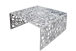 Handgearbeiteter Couchtisch ABSTRACT 60cm Alu silberfarbig im Gap Design