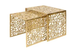 Handgearbeiteter Couchtisch ABSTRACT 50cm 2er Set gold im Gap Design
