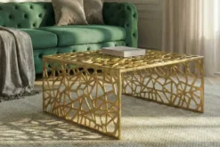 Handgearbeiteter Couchtisch ABSTRACT 60cm Alu gold im Gap Design