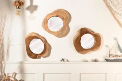 Handgearbeiteter Spiegel REFLECT 31cm natur Teakholz Wandspiegel