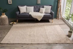 Handgearbeiteter Teppich WOOL 240x160cm beige aus Wolle