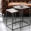 Handgearbeitetes Beistelltisch 2er Set ELEMENTS 40cm silber schwarz Couchtisch