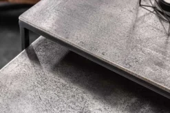 Handgearbeitetes Beistelltisch 2er Set ELEMENTS 40cm silber schwarz Couchtisch