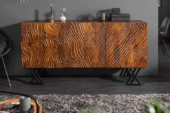 Handgearbeitetes Sideboard FLUID 160cm Mangoholz mit aufwendigen 3D Schnitzereien