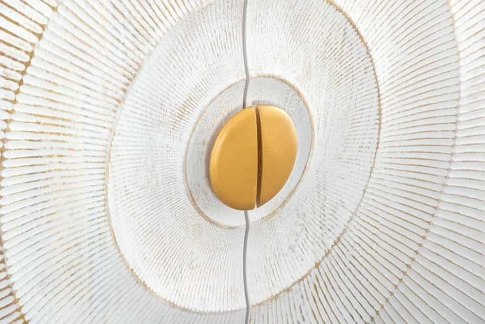 Handgearbeitetes Sideboard GOLDEN SUNSET 180cm weiß gold Mangoholz Metallbeine