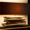 Handgearbeitete Tischlampe RIVERINE 80cm schwarz Treibholz Tischleuchte