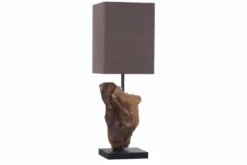 Handgearbeitete Treibholz Tischlampe HYPNOTIC 45cm braun mit Leinenschirm
