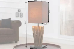 Handgearbeitete Treibholz Tischleuchte EUPHORIA 45cm braun mit Leinenschirm