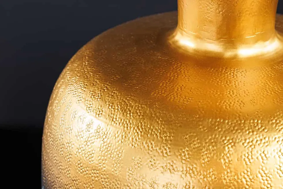 Handgefertigte Deko Vase ABSTRACT ORIENT 40cm gold rund Metall Patina