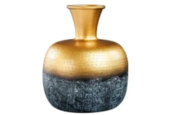 Handgefertigte Deko Vase ABSTRACT ORIENT 40cm gold rund Metall Patina