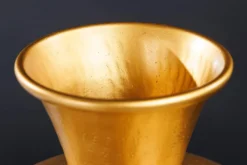 Handgefertigte Deko Vase ABSTRACT ORIENT 40cm gold rund Metall Patina
