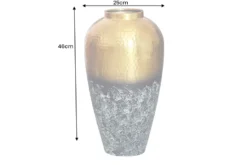 Handgefertigte Deko Vase ORIENT M 50cm gold Metall mit Patina Hammerschlag Design