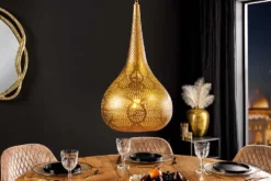 Handgefertigte Hängelampe ORIENT LIVING 50cm gold Eisen Tropfenform