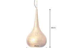Handgefertigte Hängelampe ORIENT LIVING 50cm gold Eisen Tropfenform