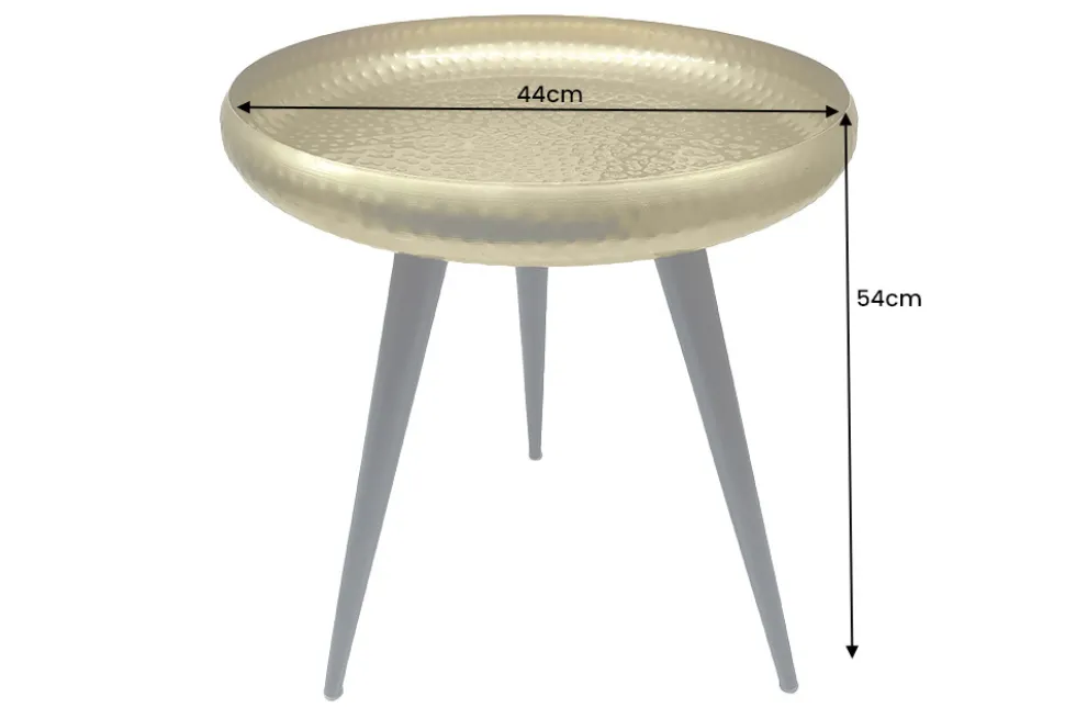 Handgefertigter Beistelltisch ORIENT 55cm messing gold rund Metall Hammerschlag Design