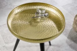 Handgefertigter Beistelltisch ORIENT 55cm messing gold rund Metall Hammerschlag Design