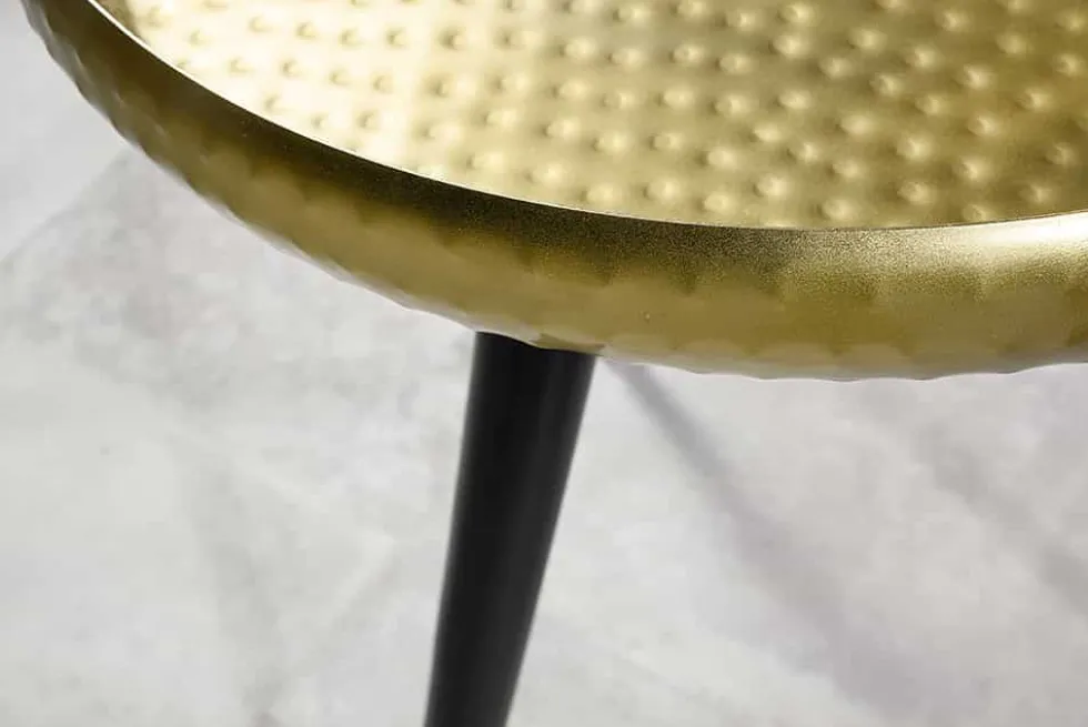 Handgefertigter Beistelltisch ORIENT 55cm messing gold rund Metall Hammerschlag Design