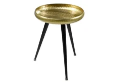 Handgefertigter Beistelltisch ORIENT 55cm messing gold rund Metall Hammerschlag Design