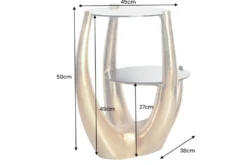 Handgefertigter Beistelltisch LEVELS 50cm gold antik Schwarzglas schwarz Metall