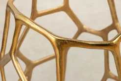 Handgefertigter Beistelltisch LIQUID GEOMETRIE 50cm gold rund Metall Schwarzglas
