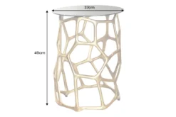 Handgefertigter Beistelltisch LIQUID GEOMETRIE 50cm gold rund Metall Schwarzglas