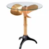 Handgefertigter Beistelltisch OCEAN 75cm gold schwarz Glasplatte Metall maritim rund