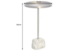 Handgefertigter Beistelltisch TRAYFUL 60cm messing antik Eisen natur Marmorfuß