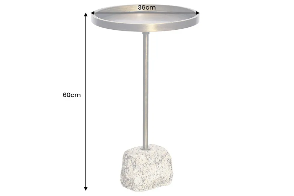 Handgefertigter Beistelltisch TRAYFUL 60cm messing antik Eisen natur Marmorfuß