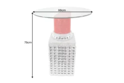 Handgefertigter Bistrotisch LIPSTICK 75cm rot silber runde Tischplatte Glas