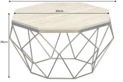 Handgefertigter Couchtisch DIAMOND 70cm beige Travertin schwarz Eisen