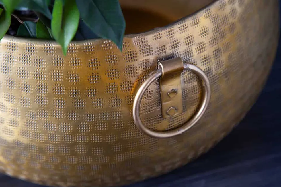 Handgefertigte Schalen 2er Set ORIENT gold Blumentopf im Hammerschlagdesign
