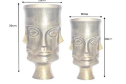 Handgefertigtes 2er Set Vasen FACE 40cm messing antik Metall Blumentöpfe