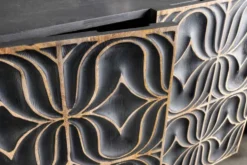 Handgefertigtes Sideboard PIAZZA SAN MARCO 180cm grau gold Mangoholz massiv 3D-Design