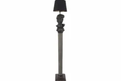 Handgefertigte Stehlampe DAVID 120cm schwarz mit Büste Stoffschirm