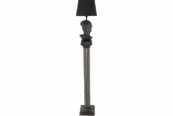 Handgefertigte Stehlampe DAVID 120cm schwarz mit Büste Stoffschirm