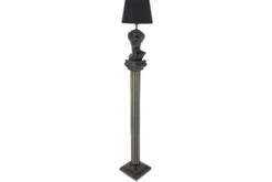 Handgefertigte Stehlampe DAVID 120cm schwarz mit Büste Stoffschirm