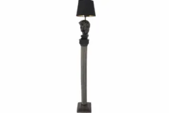 Handgefertigte Stehlampe DAVID 120cm schwarz mit Büste Stoffschirm