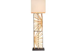 Handgefertigte Stehlampe EUPHORIA 165cm natur Longanholz beige mit Lampenschirm