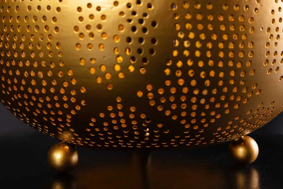 Handgefertigte Stehlampe ORIENT LIVING 50cm gold Eisen Tropfenform