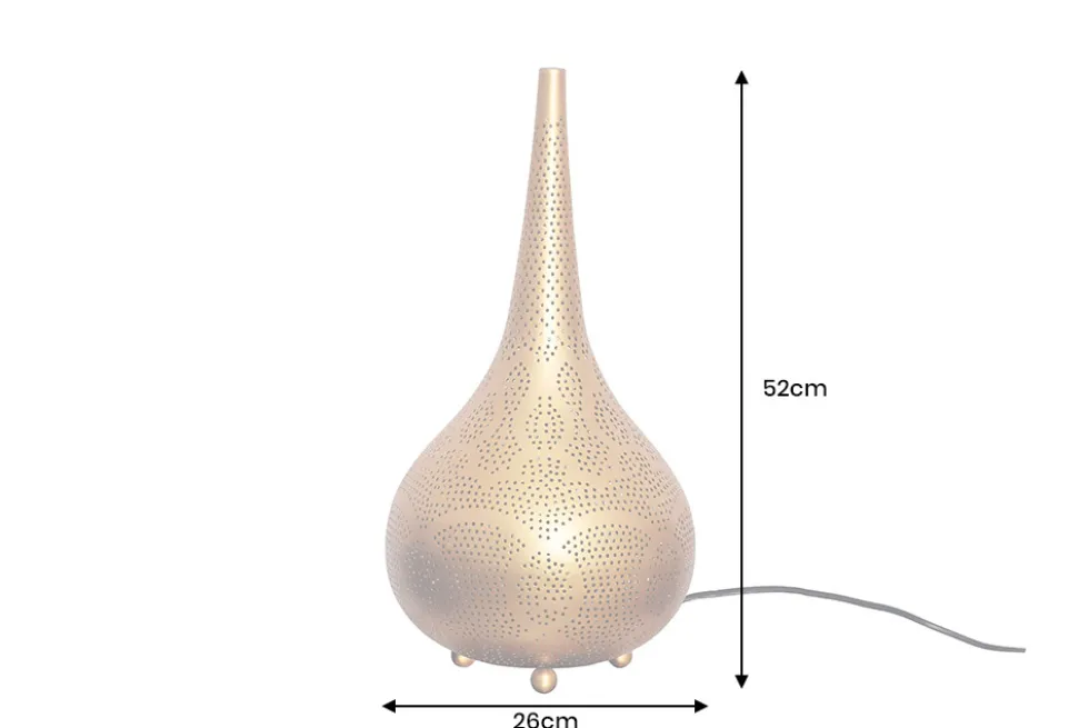 Handgefertigte Stehlampe ORIENT LIVING 50cm gold Eisen Tropfenform
